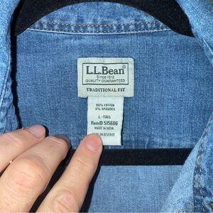 L.L. Bean Men’s long Sleeve Workwear Button Up Size Large Tall